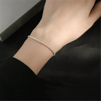 Popular Sparkling Necklace for Women Silver Colour Clavicle Chain Choker Fashion Jewelry Wedding Party Birthday Gift PlatiNum