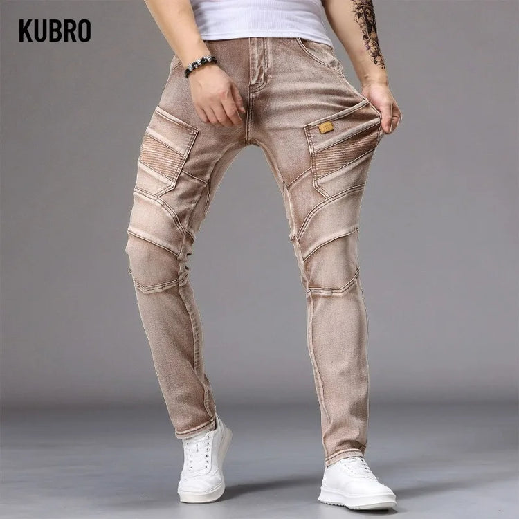 Men's Casual Jeans Vintage Straight Leg Elastic Slim Fit Autumn Winter Sweatpants Trousers Skinny Y2k Jeans Men's Cargo Pants