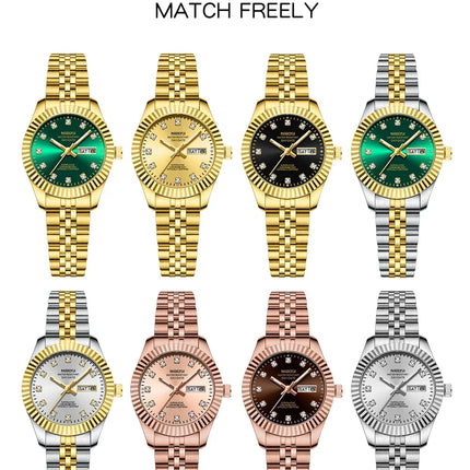 NIBOSI Orologi da donna con diamanti Orologio da donna casual di moda di lusso delle migliori marche Orologio da donna con data settimanale automatica impermeabile Reloj platinumshop
