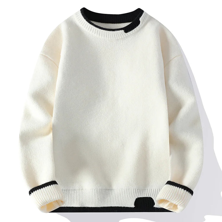 Autumn and Winter Men's Sweater Fashionable Simple Fake Two-piece Pullover Long-sleeved Top