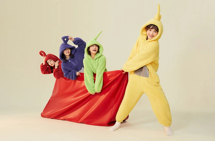 Adults Kids Onesies Soft Long Sleeves Pajamas Dipsy Tinky Winky Po Lala Costumes Home Clothes Women Unisex Homewear