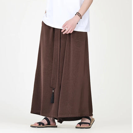 Pantaloni stile cinese da uomo nuovi pantaloni larghi casual in seta di ghiaccio a gamba larga pantaloni da uomo kimono alla moda retrò comodi e traspiranti