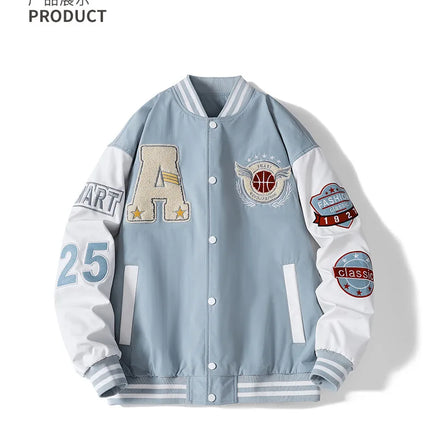 Men Varsity Baseball Bomber Jacket Hip Hop Harajuku Bone Letter Patchwork Leather Jackets Streetwear Women Unisex College Coats