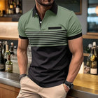 Polo da uomo estiva europea e americana con stampa a righe, comoda e traspirante, top casual urbano per esterni