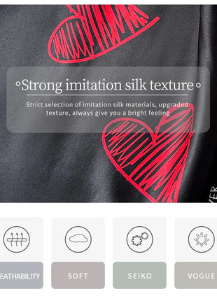 Camicia da notte sottoveste in raso con stampa labbra rosse per San Valentino, mini abito da notte senza schienale con scollo a V, abiti da notte da donna