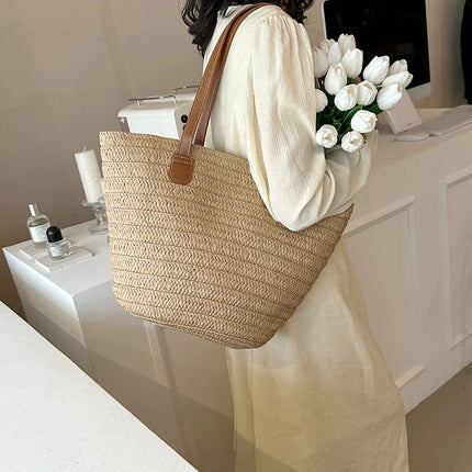 Women's Large Capacity Crossbody Bag Summer Woven Straw Bag Fashion Female Luxury Designer Beach Bag Bali Shopper Bag