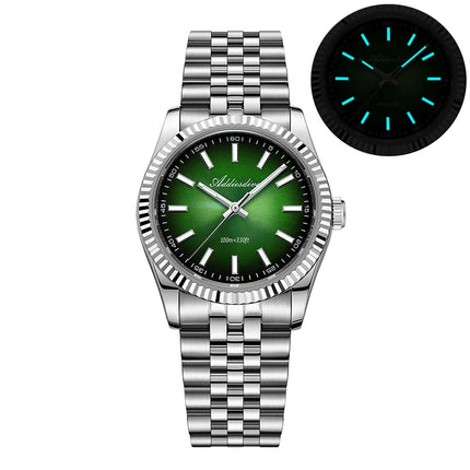 ADDIESDIVE Watch For Men Sapphire Glass Luminous 10Bar Diving Jubilee Strap 316L Stainless Steel VH31 Movement Quartz Watch
