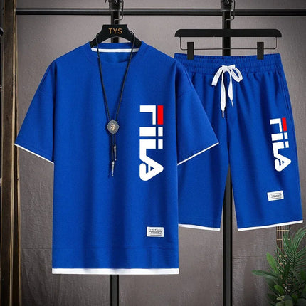 Completo Sportivo Estivo da Uomo 2026: T-shirt e Pantaloncini Casual in Tessuto Waffle, Set Due Pezzi Moda a Maniche Corte, Completo Sportivo Ampio platinumshop