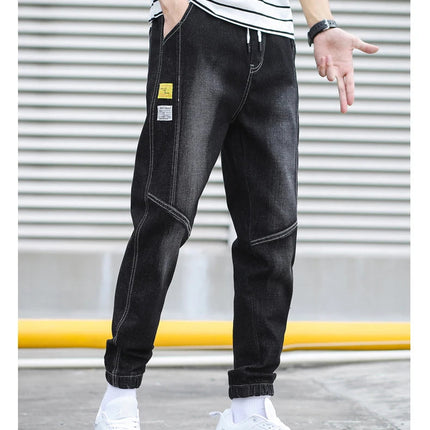 HIQOR Brand Men's Jeans Harem Denim Cargo Pants 2026 New Streetwear Jogger Hip Hop Cotton Trousers Male Blue Oversized 5XL 4XL PlatiNum