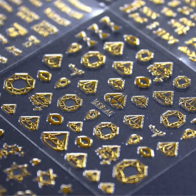 30 Sheets Gold Nail Art Stickers 3D Self‑Adhesive Nail Decals Gold Line Star Nail Stickers for Acrylic Nails Gold Leaf
