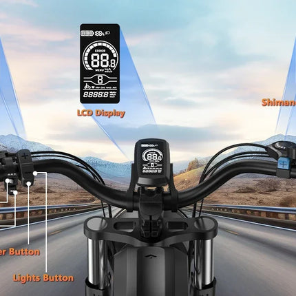 Bicicletta Elettrica KICKWEY K7 Peak 1500W 48V 18.2Ah con Pneumatici Larghi Fuoristrada 20x4.0, Cambio a 7 Velocità, Consegna Rapida, Velocità Massima di 55 Km/h e Autonomia di 100 Km
