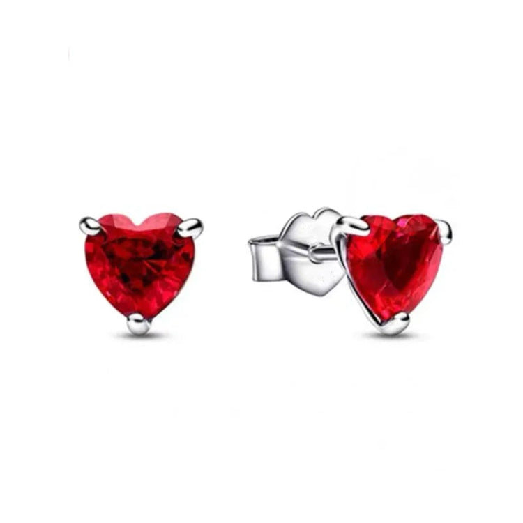 2025 Orecchini originali in pietra a forma di cuore bianco rosa, blu, rosso, verde, orecchino di perla con fiocco di neve, gioielli in argento s925 con fascino femminile platinumshop