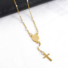 Gesù Croce in Acciaio Inossidabile Rosario Cristiano Cattolico Religioso Larghezza 1.5mm Smalto Satellite Perline Cavo Collana a Catena a Maglia PlatiNum