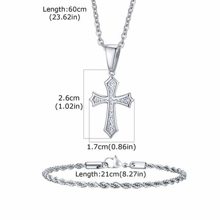 Vnox Set di 2 Pezzi Collana con Ciondolo e Bracciale da Uomo, Set di Gioielli in Acciaio Inossidabile Colore Nero Oro Argento, Regali di Gioielleria alla Moda platinumshop