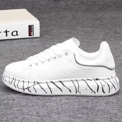 Brand men's shoes, fashionable and versatile couple's sneakers, breathable sports and leisure thick-soled women's white shoes