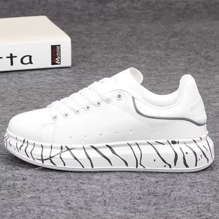 Brand men's shoes, fashionable and versatile couple's sneakers, breathable sports and leisure thick-soled women's white shoes