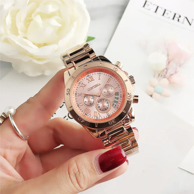 CONTENA Orologi eleganti di lusso per donna Orologio da donna in acciaio inossidabile Orologio da polso da donna alla moda Orologio al quarzo Reloj Mujer platinumshop