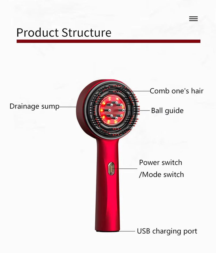 Factory Direct 2026 Electric Hair Regrowth Brush with Infrared Light Machine Acupoint Scalp Massage Anti-Hair Loss Exercise Hair