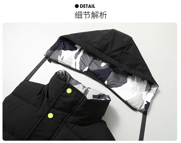 Hooded New Spring Autumn Sleeveless Jacket for Men Fashion Warm Hooded Male Winter Vest Light Plus Size Mens Work Vest Waistcoat