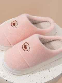 Women Men Cute Dog Plush Slippers Winter Warm Non Slip Sole Animal Indoor Bedroom Couple Home Casual Puppy Fuzzy Slides Footwear