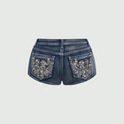 Low Rise Distressed Denim Shorts Female Jeans Womens Jeans Shorts Vintage Y2K Punk Style Embroidered Hot Pants PlatiNum