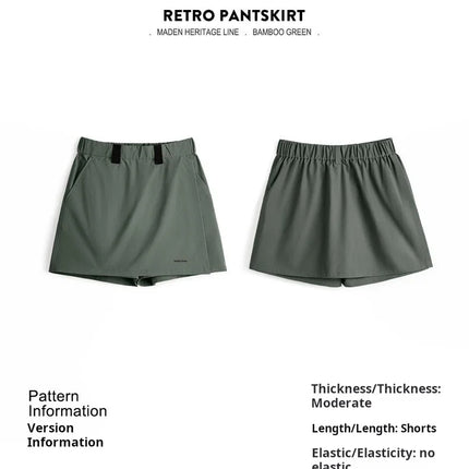 Maden New Outdoor A-Linien Skort Shorts Sommer Damen Leicht Wandern Elastischer Bund Hosenrock Freizeit Vielseitige grüne Hose