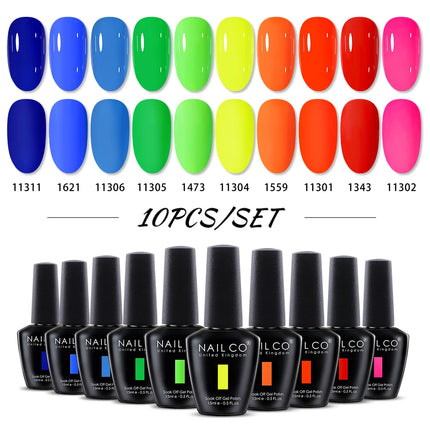 NAILCO 15ml Green Blue Series UV Nail Gel Polish Blue Colors UV&LED Gel Varnish Red Soak Off Semi Permanent LED Nail Gel Varnish