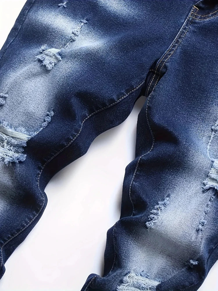 Riding Motorcycle Mens Pants Hip Hop Ripped Skinny Jeans Breathable Casual Fashion Blue Denim Trousers Streetwear Men Clothing PlatiNum