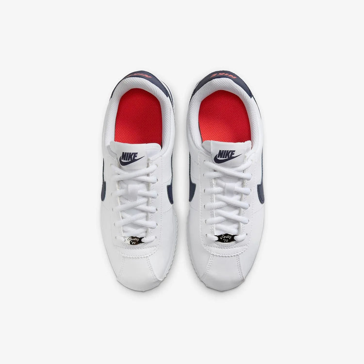 Scarpe casual basse Nike Cortez Basic Sl in pelle sintetica, versatili, alla moda, resistenti all'usura, bianche e blu 904764-106