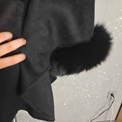 UCXQ Korean Style Two Sided Cloak Overcoat For Women Fur Collars Belt Loose Long Coats 2025 Winter New 23Z2284