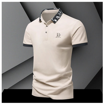 Men's fashionable summer POLO ice silk quick-drying T-shirt short-sleeved solid color loose fit business collar