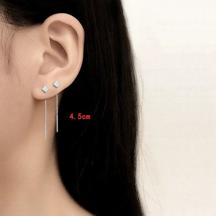 Ventfille 925 Sterling Silver Star Earring for Women Girl Simple Tassels Chain Fashion Office Jewelry Gift Dropshipping PlatiNum