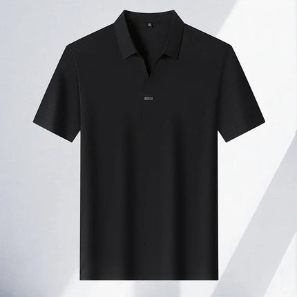 2025 New men's casual and fashionable solid color short-sleeved polo shirt comfortable and versatile summer T-shirt