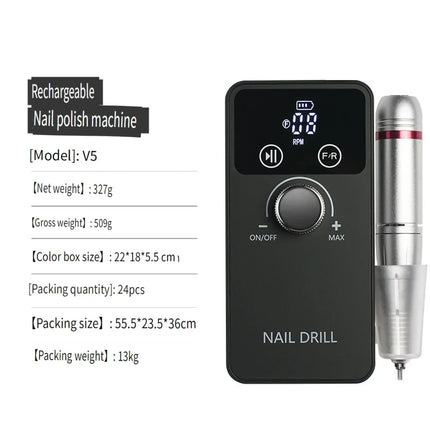 Wireless Portable Rechargeable Electric Nail Polishing Machine New Cordless Nail Surface Polisher Gel Nail Remover Professional Home Salon Manicure Pedicure Care Tool For DIY Nail Art Design