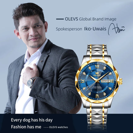 OLEVS Orologio da uomo al quarzo originale Orologio da uomo di lusso con calendario aziendale alla moda in acciaio inossidabile Orologio da specchio a forma impermeabile platinumshop