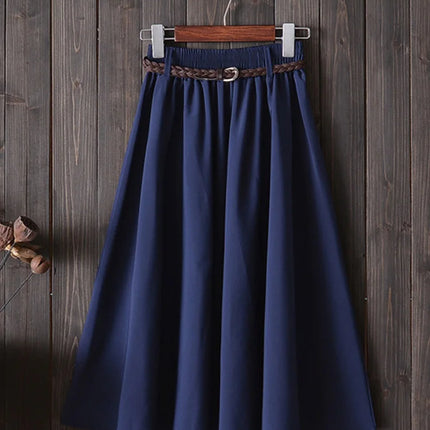 Gonna estiva midi al ginocchio da donna con cintura Gonna da scuola a pieghe a vita alta da donna coreana alla moda femminile
