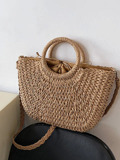 Borse in paglia intrecciata per donna Borsa da viaggio fatta a mano al mare Borsa da spiaggia estiva Nuova borsa a secchiello con manico Shopping Tote Bag Basket Bolsa