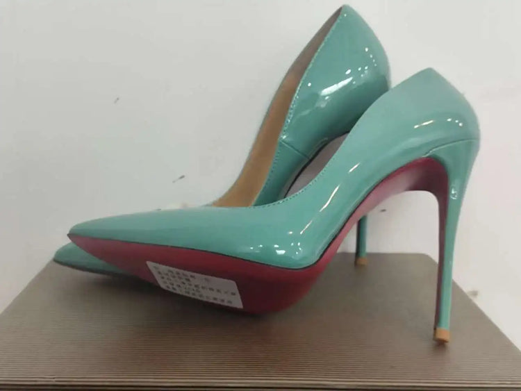 Taglie 48 Scarpe da donna stile classico in vernice con punta a punta Slip On 12 cm Scarpe con tacco alto da donna eleganti Décolleté a spillo semplici Nero Rosso Bianco