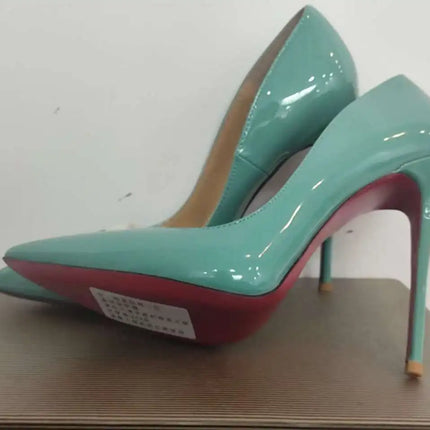 Taglie 48 Scarpe da donna stile classico in vernice con punta a punta Slip On 12 cm Scarpe con tacco alto da donna eleganti Décolleté a spillo semplici Nero Rosso Bianco