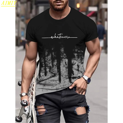 T-shirt da uomo casual sportiva oversize ampia più abbigliamento con stampa Milano comoda maglietta da shopping girocollo a maniche corte
