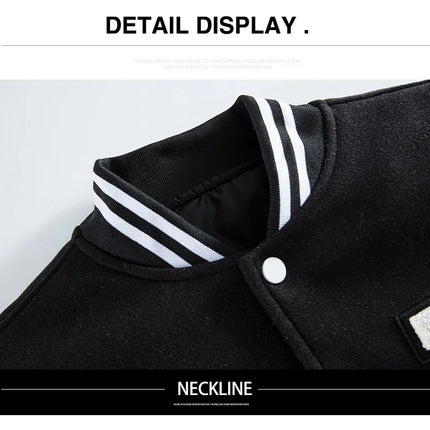 Men's Casual Letterman Jacket Varsity Baseball Coat Vintage Racing Style Streetwear Outerwear with Fine M Letter Embroidery