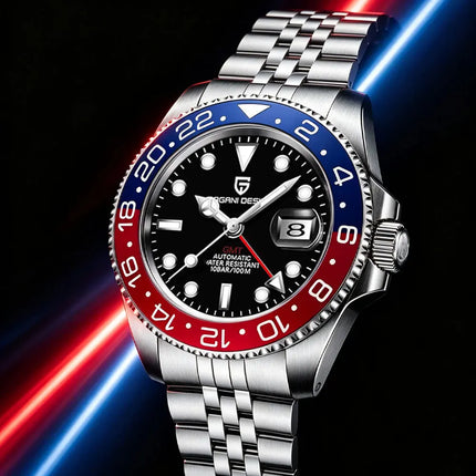 Orologio Meccanico di Lusso da Uomo PAGANI DESIGN 2026 con Ghiera Pepsi Cola da 40MM, Cinturino Jubilee in Acciaio Inossidabile, Impermeabile, Automatico, Regalo per Uomo