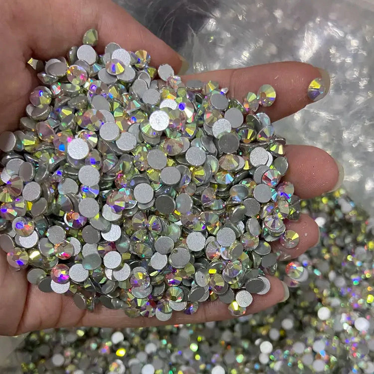 1440pcs Nail Clear/AB Glass Strass FlatBack Crystal Rhinestone (SS3-SS20)3D Nail Gem Stones Non-HotFix Nail Rhinestone 1.3-4.8mm