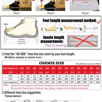 Scarpe da corsa da uomo ONEMIX rimbalzo ammortizzante scarpe sportive da corsa all'aperto traspiranti scarpe da ginnastica da uomo con aumento dell'altezza 6-7cm PlatiNum