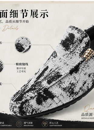 Mocassini stampati alla moda per uomo, scarpe basse estive traspiranti, scarpe casual da uomo, comode scarpe da guida antiscivolo, scarpe slip-on da uomo