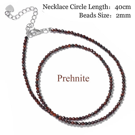 Mini Stone Beaded Necklace 2mm Faceted Natural Agat Quartzs Necklaces Female Fashion Party Choker for Women Girls Jewelry Gift PlatiNum