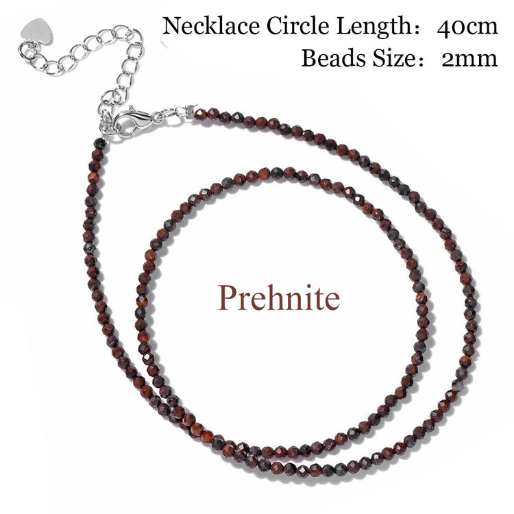 Mini Stone Beaded Necklace 2mm Faceted Natural Agat Quartzs Necklaces Female Fashion Party Choker for Women Girls Jewelry Gift PlatiNum