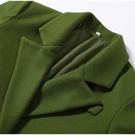 Elegant Women's Woolen Overcoat Solid Lapel Double Breasted Full Sleeve Long Coat 2026 Autumn Winter Fashion Lady Outwear
