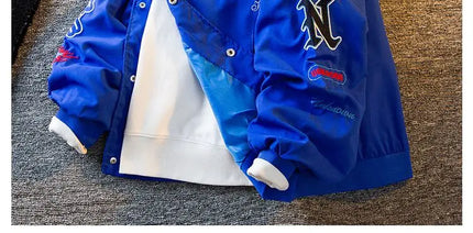 Men's Jacket High Street Vintage Retro Locomotive Baseball Uniform Spring Autumn Loose Single-breasted Embroidered Jackets