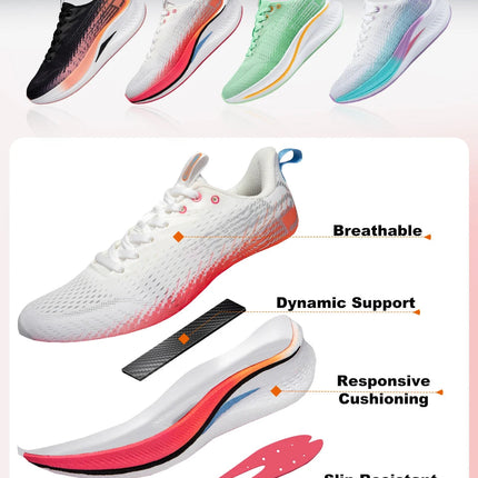 Baasploa Running Shoes Men Carbon Plate Professional Cushioning Anti-slip Sneaker Female Casual Breathable Jogging Sports Shoes PlatiNum